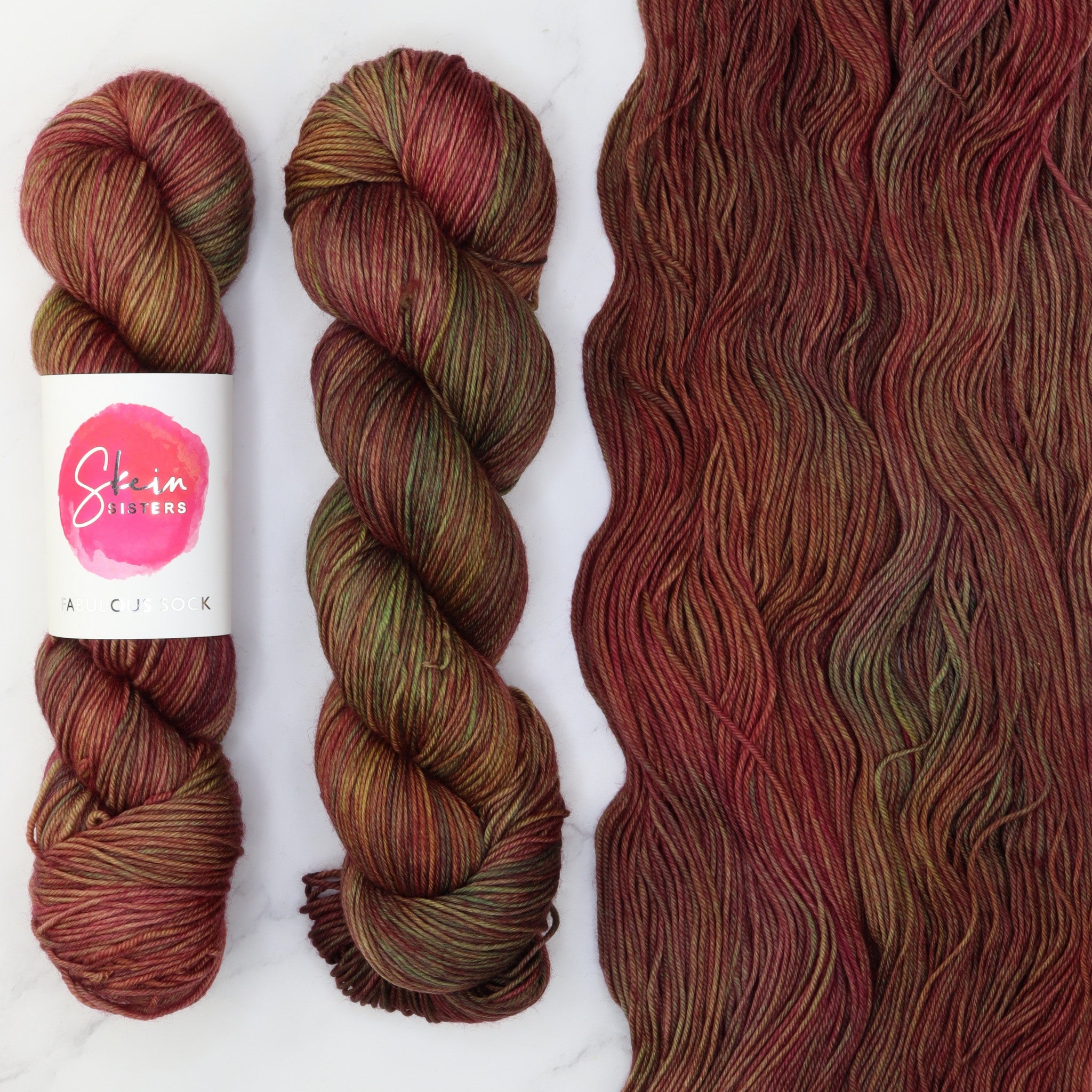 Skein Sisters Fabulous Sock in colourway Roots Corrode – 4ply weight merino, nylon yarn