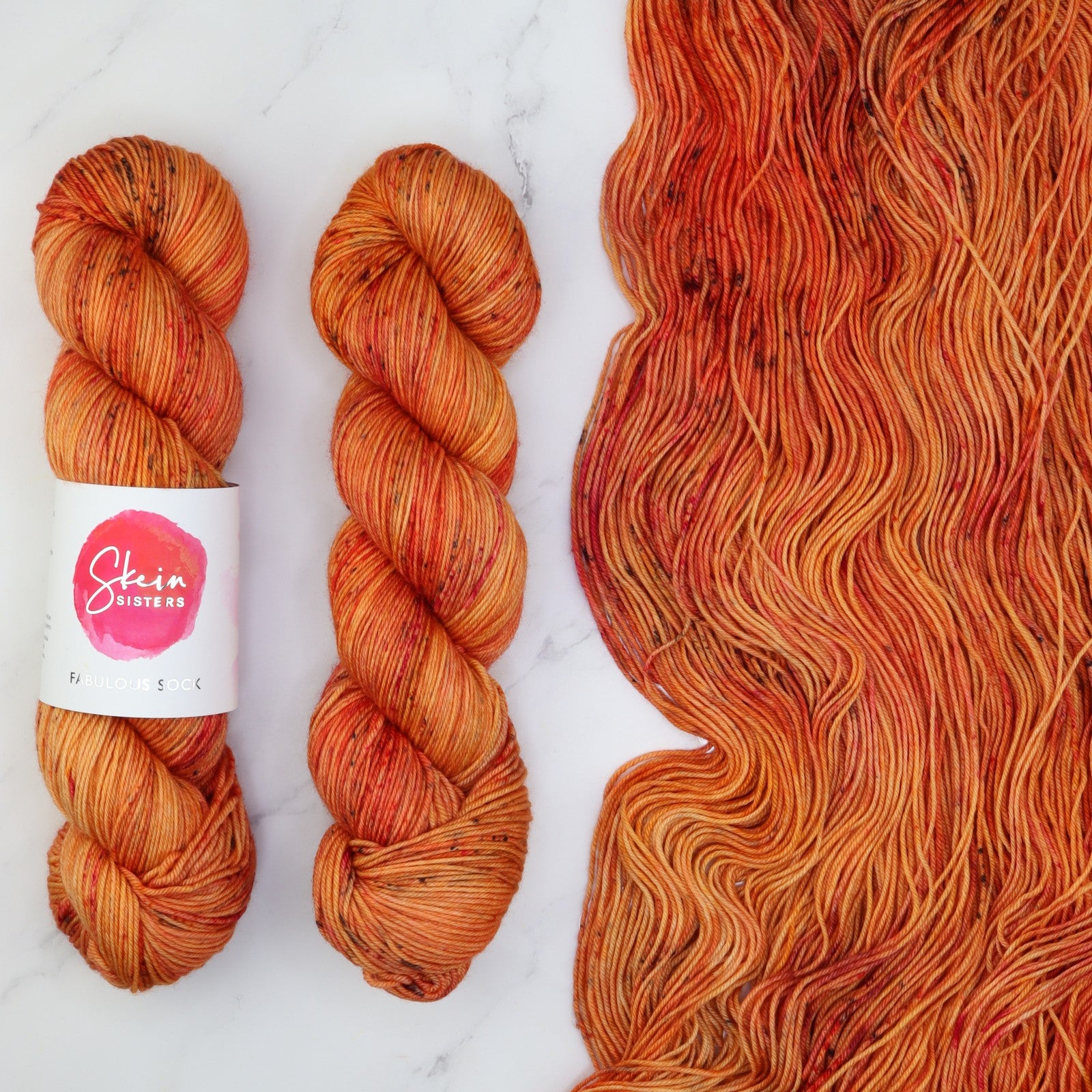 Skein Sisters Fabulous Sock in colourway Scorcher – 4ply weight merino, nylon yarn