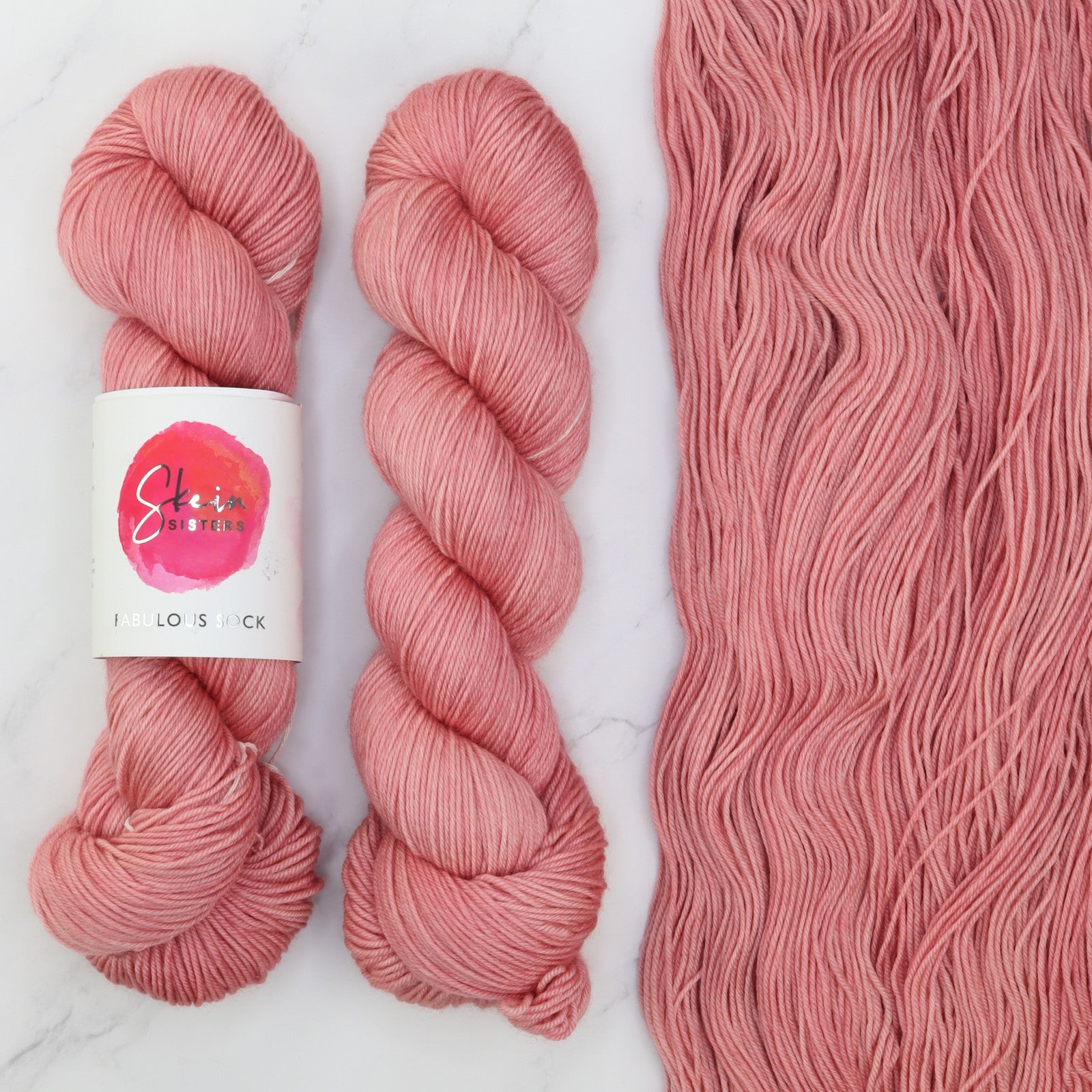 Skein Sisters Fabulous Sock in colourway Soft Coral – 4ply weight merino, nylon yarn
