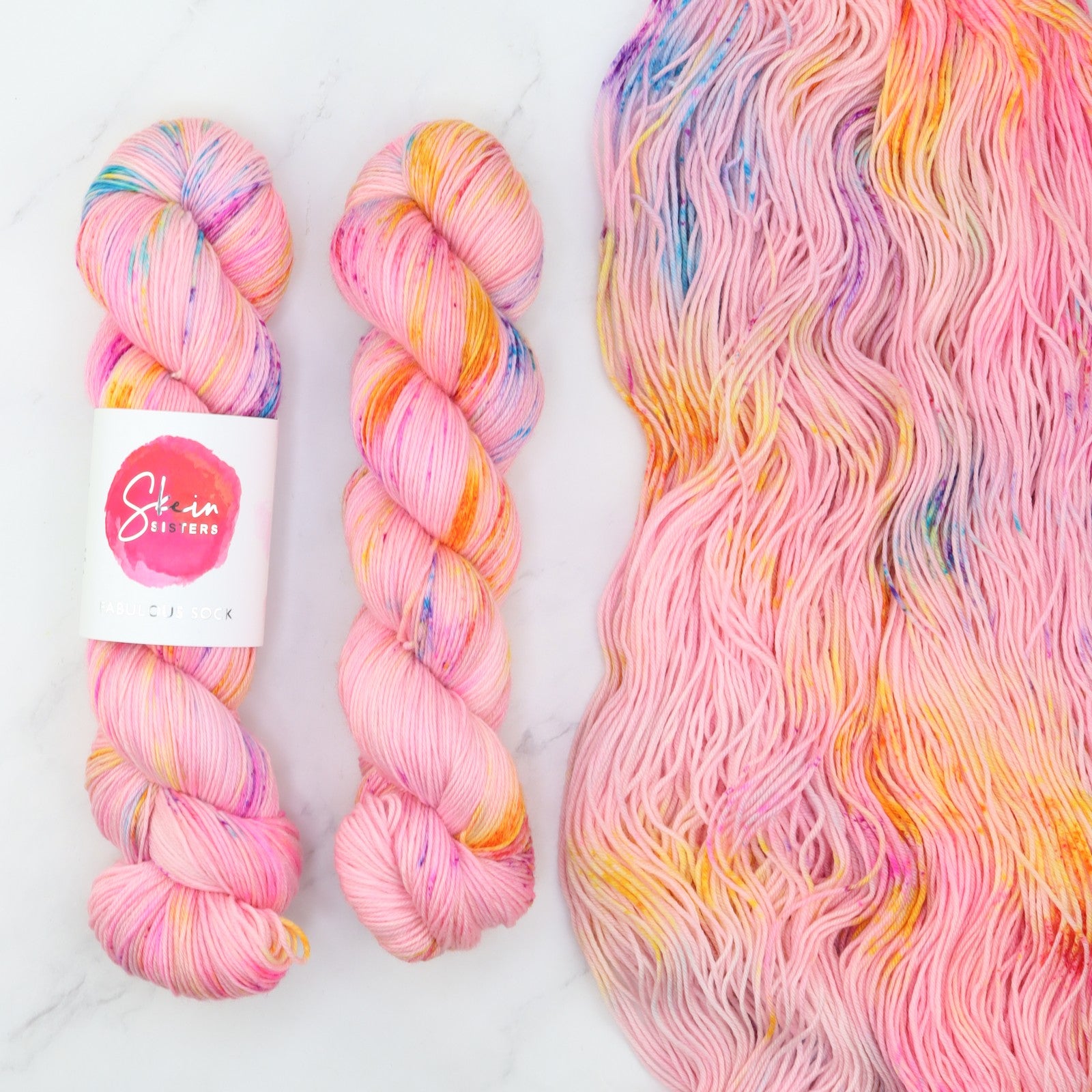 Skein Sisters Fabulous Sock in colourway Summer Carnival – 4ply weight merino, nylon yarn