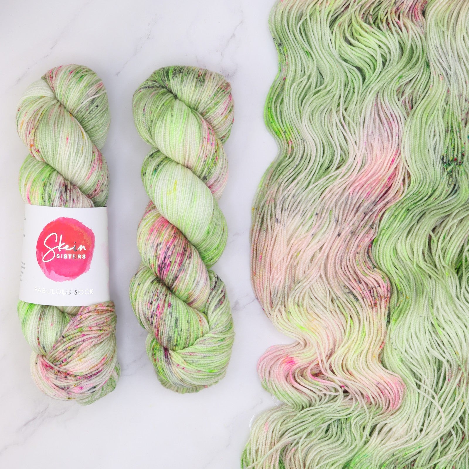 Skein Sisters Fabulous Sock in colourway Watermelon Rind – 4ply weight merino, nylon yarn