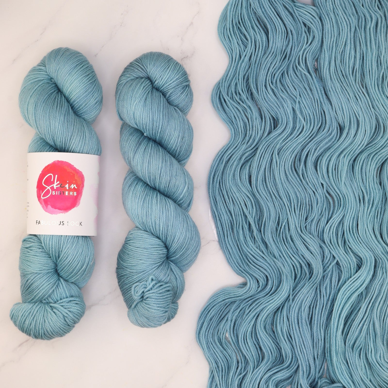 Skein Sisters Fabulous Sock in colourway Waterglass – 4ply weight merino, nylon yarn
