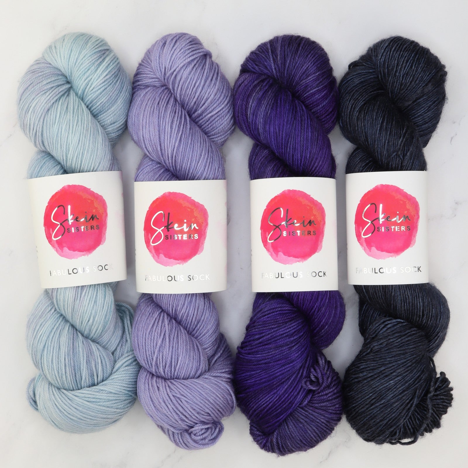 Fabulous Sock Gradient Sets in colourway Purple Moon – 4ply weight merino, nylon yarn