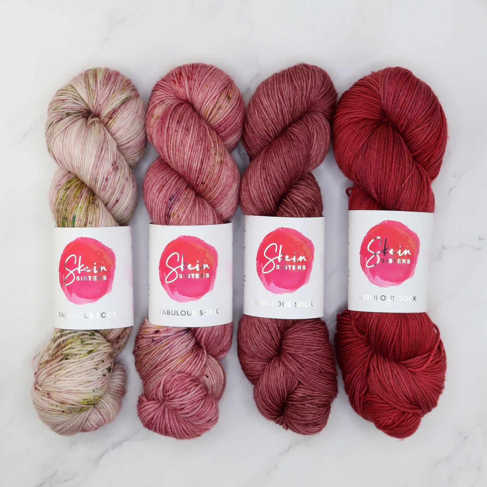 Fabulous Sock Gradient Sets in colourway Rose Medley – 4ply weight merino, nylon yarn