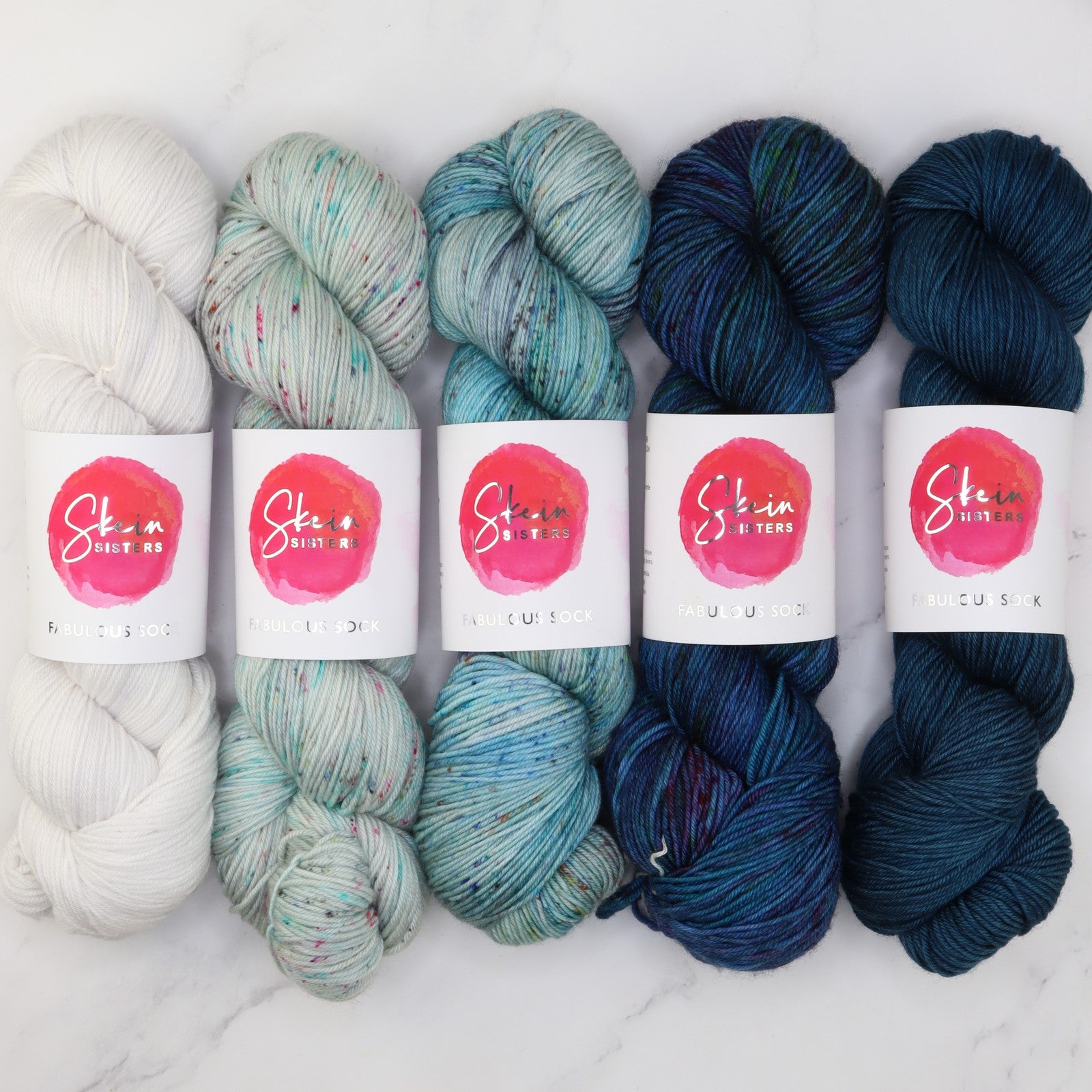 Glittering Snowscape Shawl kit in Fabulous Sock, colourway Salty