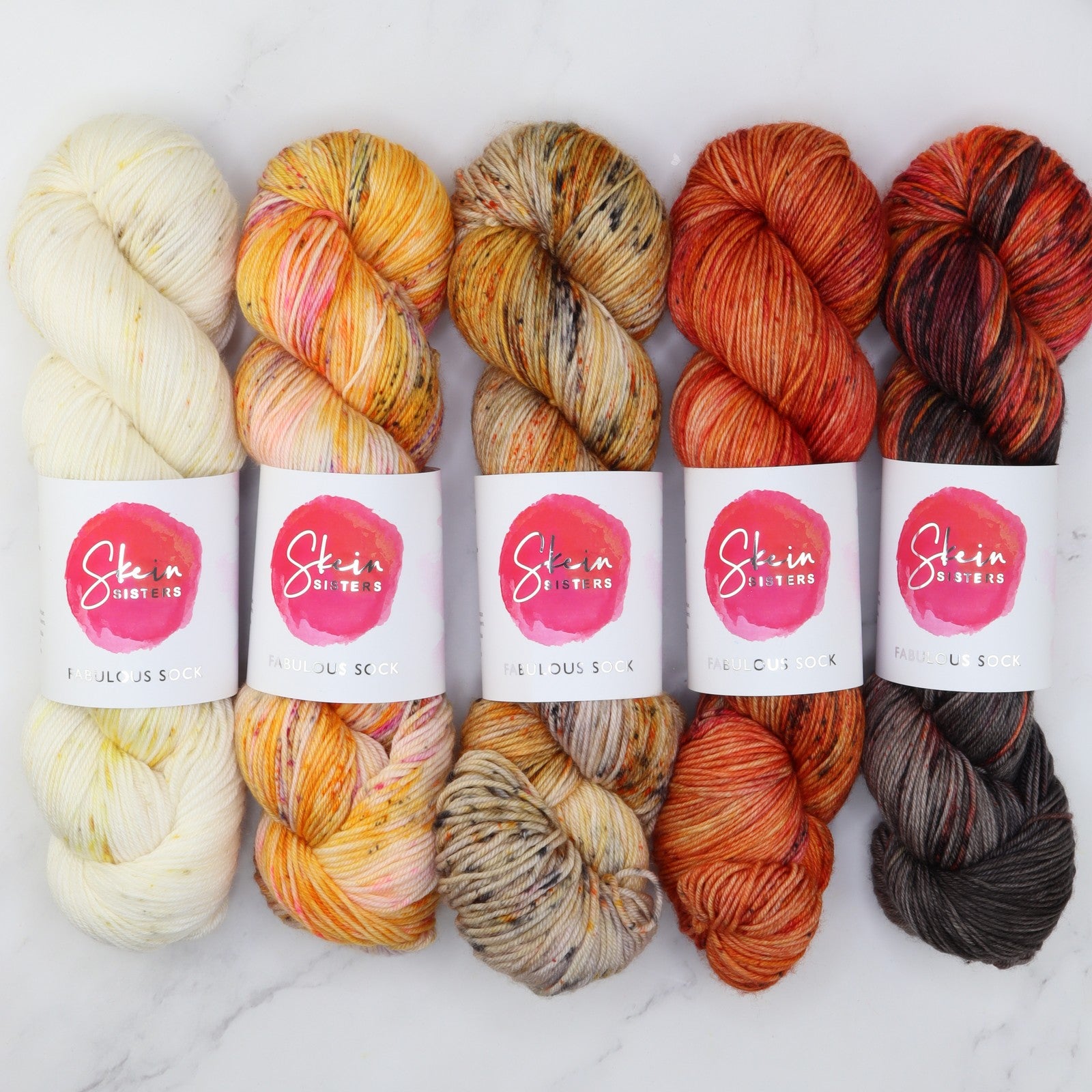 Glittering Snowscape Shawl kit in Fabulous Sock, colourway Summer Scorcher