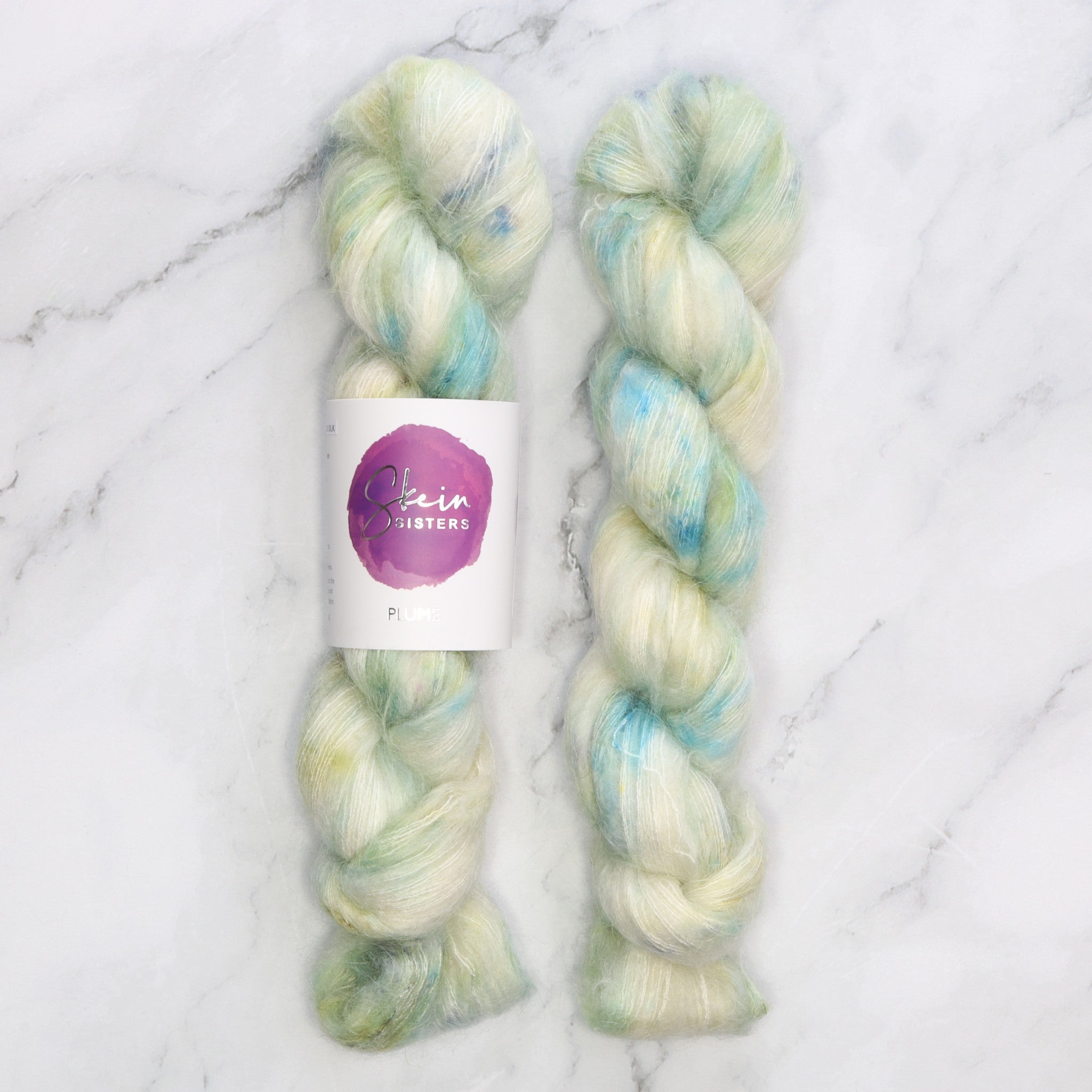 Skein Sisters Plume in colourway Spindrift – 2ply weight mohair, silk yarn