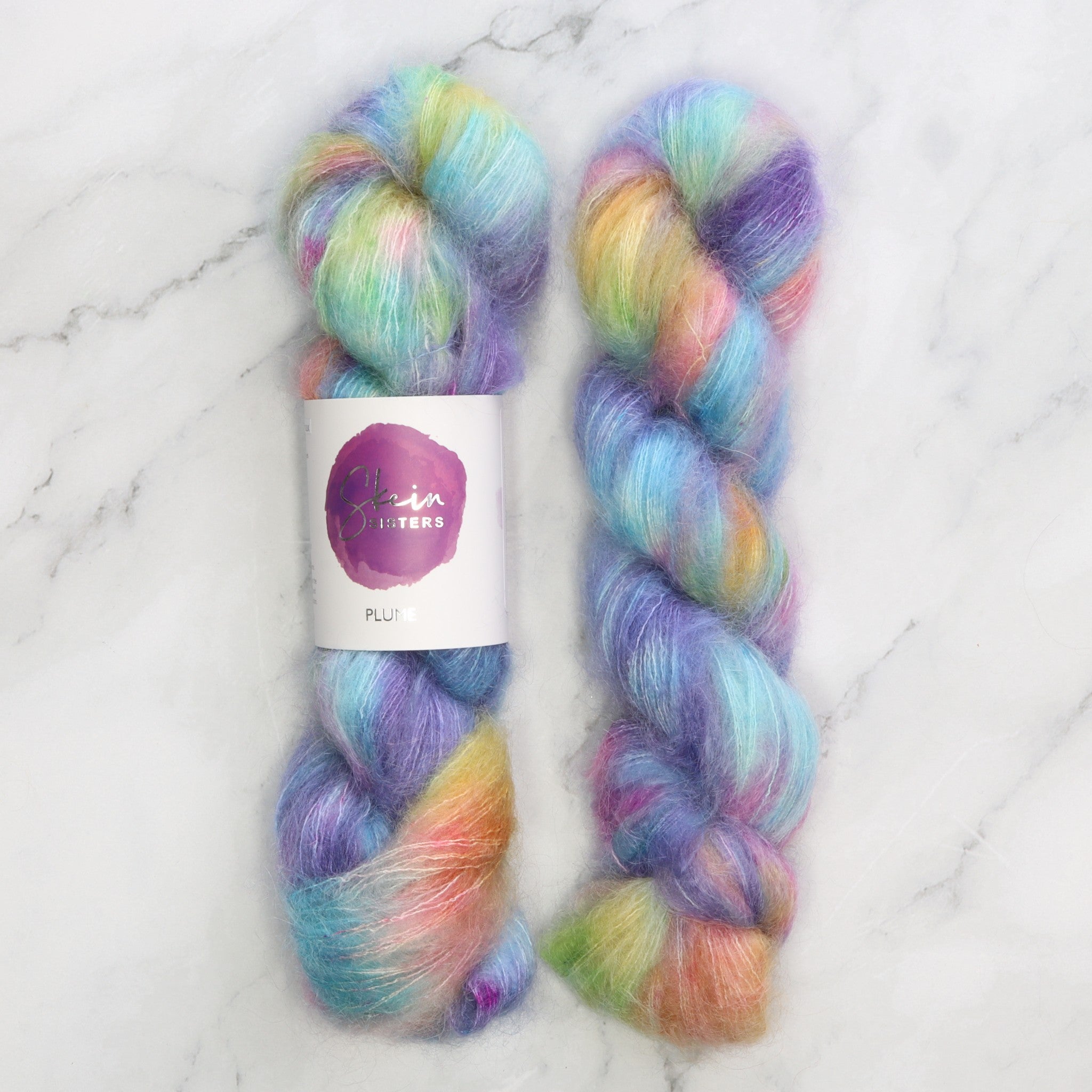 Skein Sisters Plume in colourway Wishing Well – 2ply weight mohair, silk yarn
