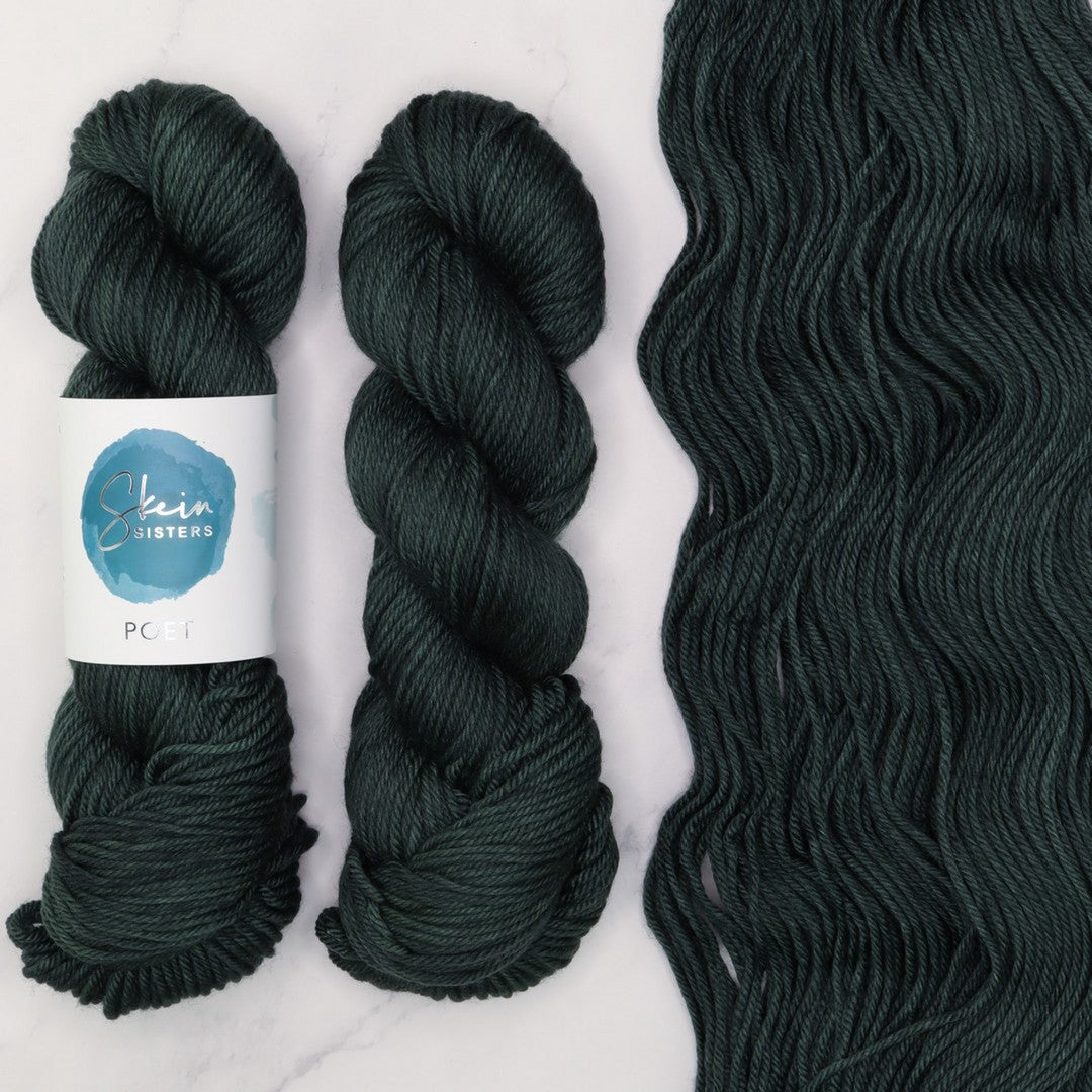Poet Worsted – Two Skein Set in colourway Crocodile Tears – 10ply weight merino, nylon, silk yarn