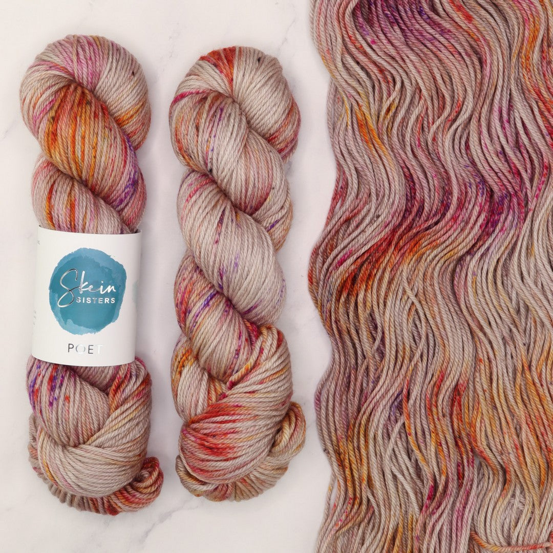 Skein Sisters Poet in colourway Curio – 10ply weight merino, nylon, silk yarn