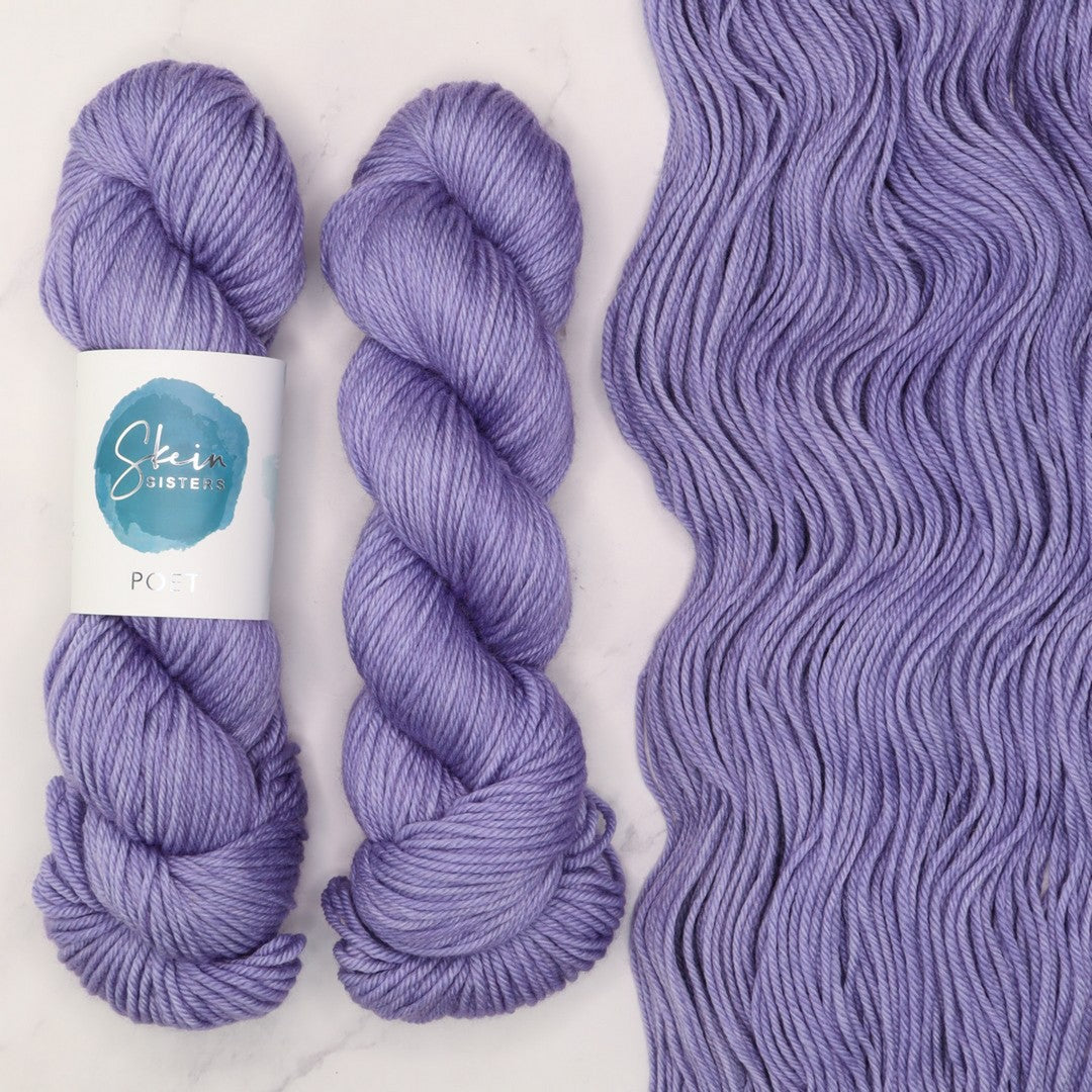 Poet Worsted – Two Skein Set in colourway Faded Moon – 10ply weight merino, nylon, silk yarn