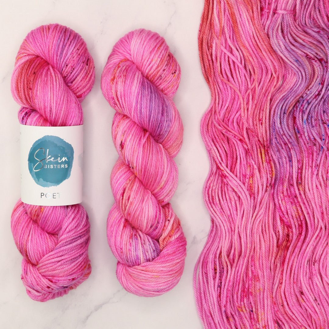 Poet Worsted – Two Skein Set in colourway Jellyroll – 10ply weight merino, nylon, silk yarn