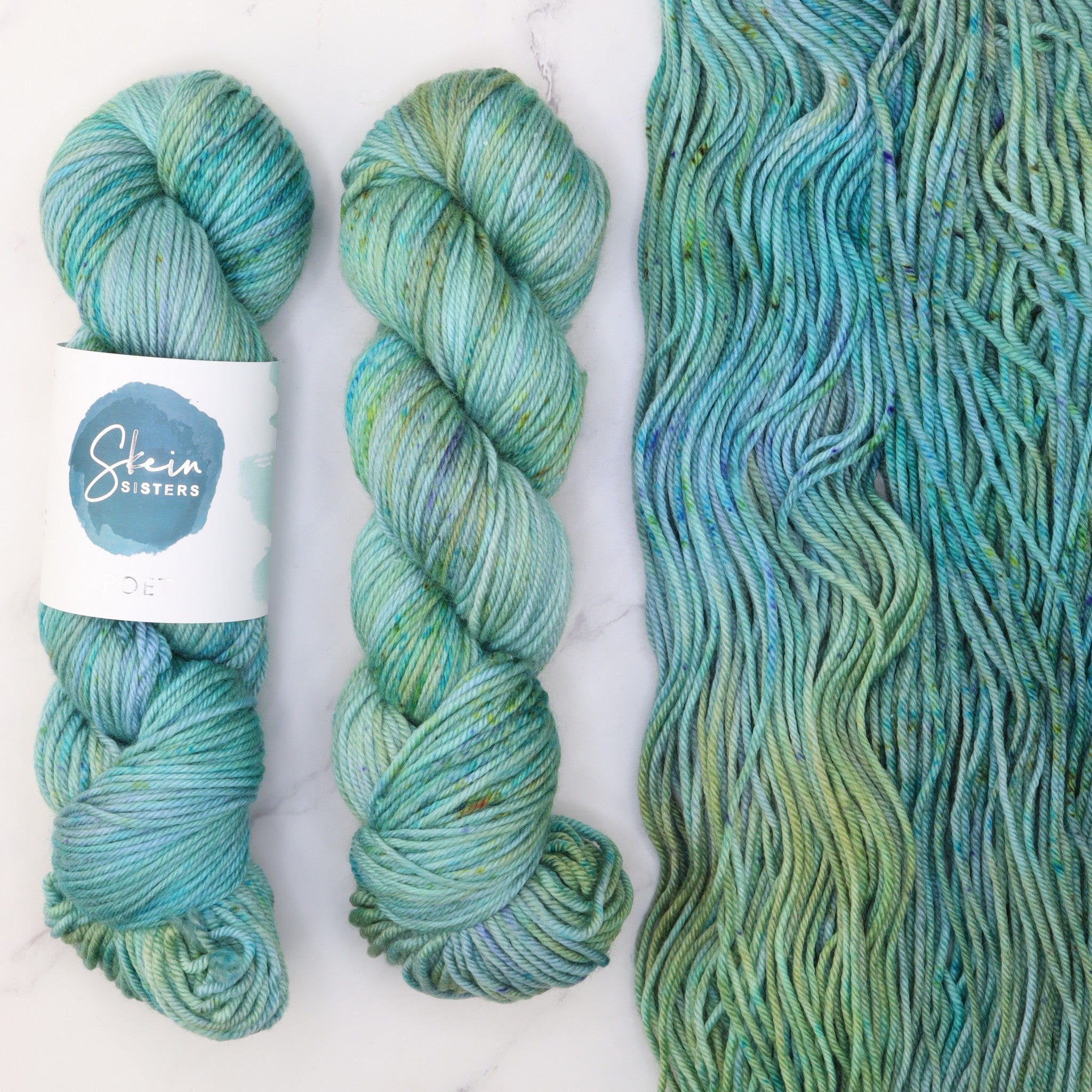 Skein Sisters Poet in colourway Leapfrog – 10ply weight merino, nylon, silk yarn