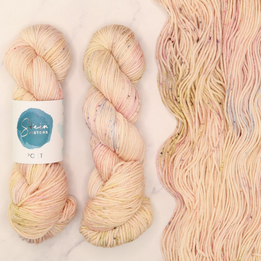 Poet Worsted – Two Skein Set in colourway Romantic – 10ply weight merino, nylon, silk yarn