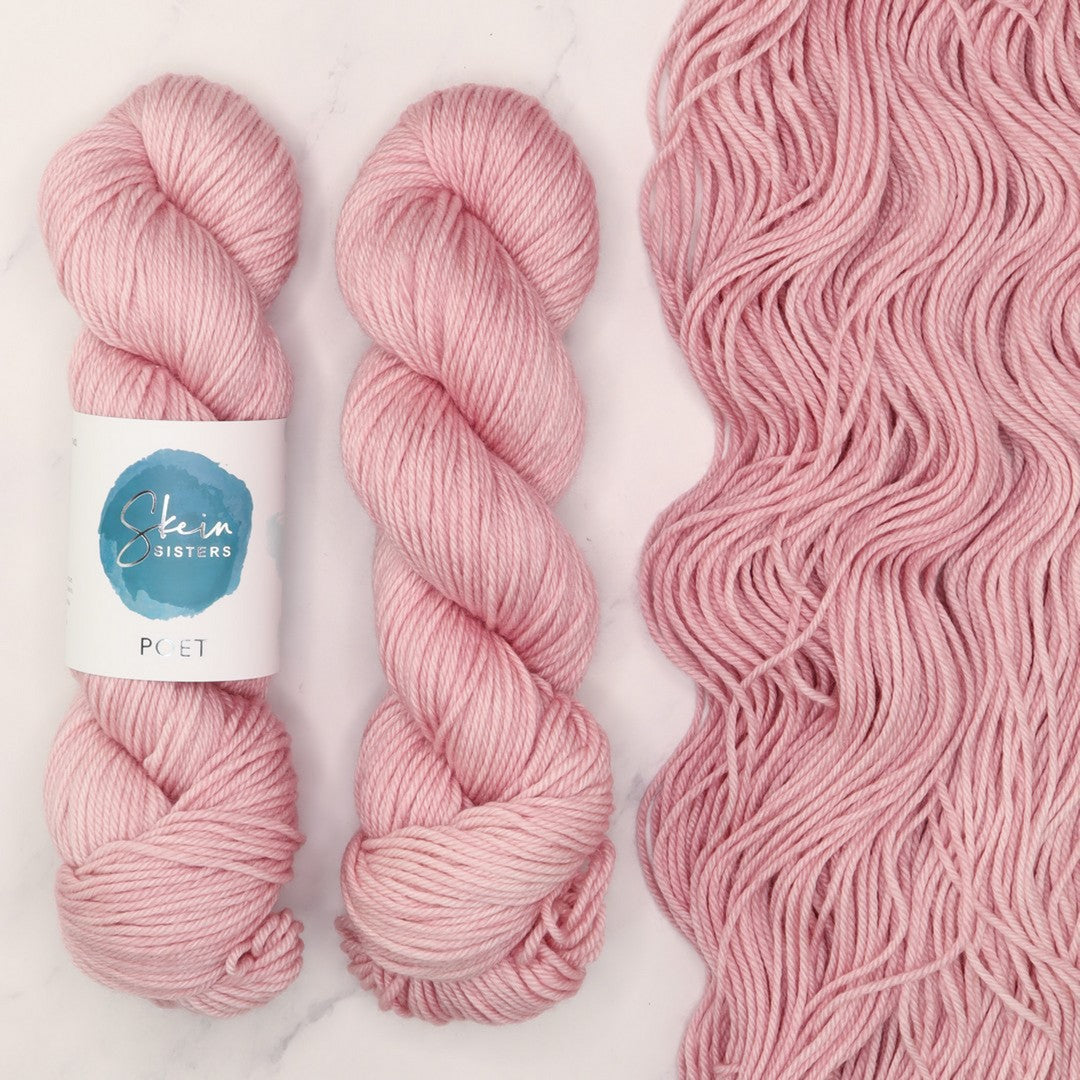Poet Worsted – Two Skein Set in colourway Rosy Tea – 10ply weight merino, nylon, silk yarn