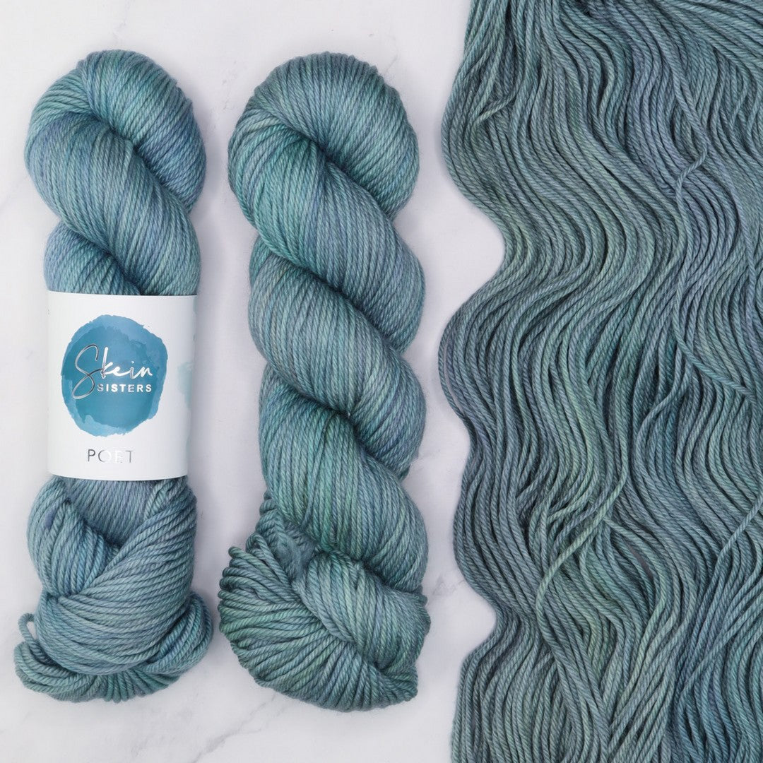 Poet Worsted – Two Skein Set in colourway Sage Advice – 10ply weight merino, nylon, silk yarn