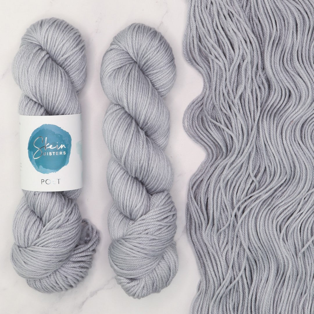 Poet Worsted – Two Skein Set in colourway Satellite – 10ply weight merino, nylon, silk yarn
