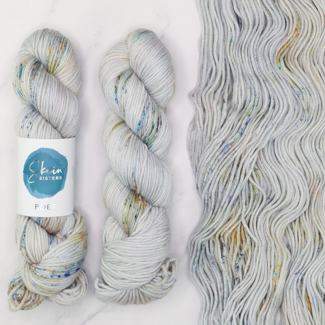 Poet Worsted – Three Skein Set in colourway Skyscraper – 10ply weight merino, nylon, silk yarn