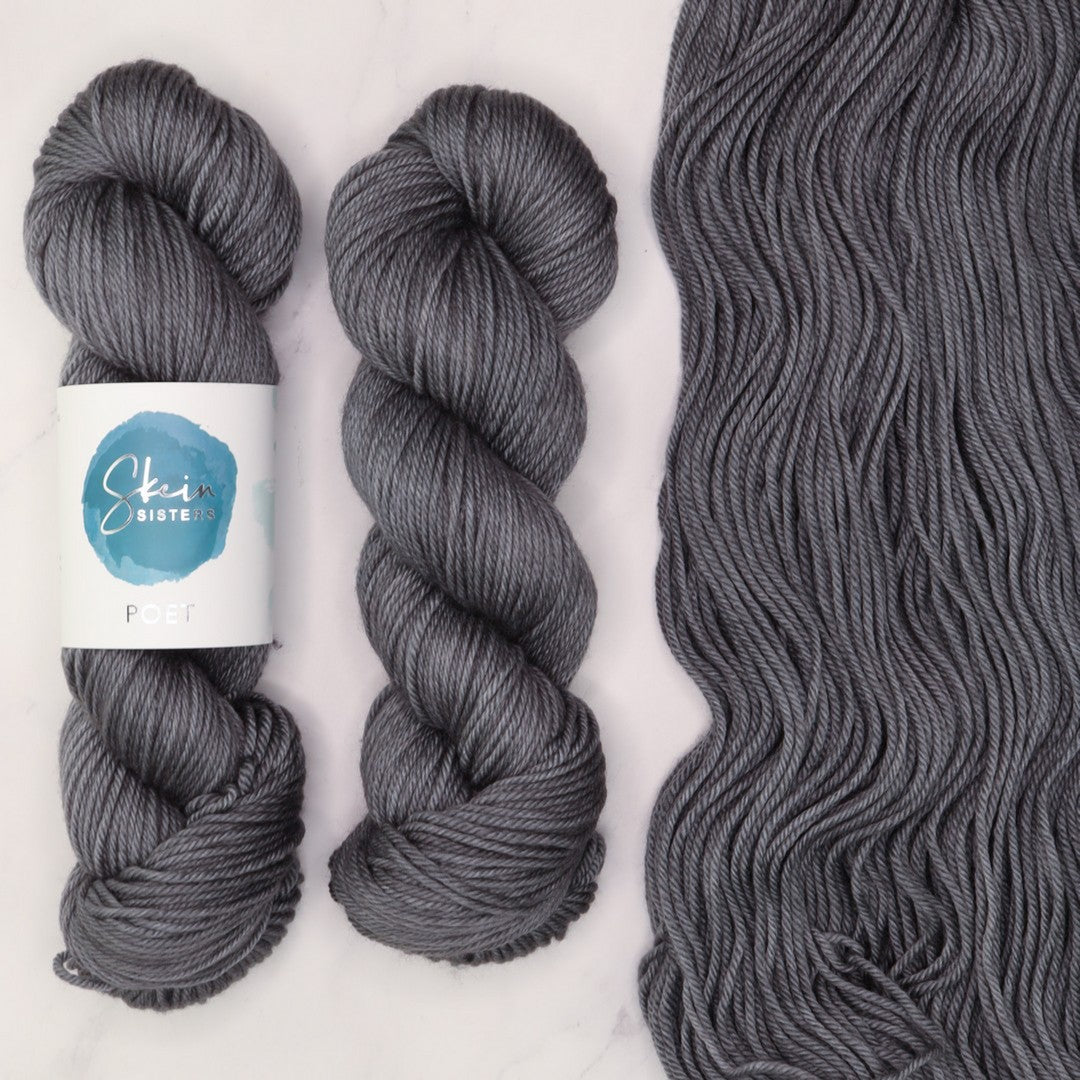 Poet Worsted – Two Skein Set in colourway Tempest – 10ply weight merino, nylon, silk yarn