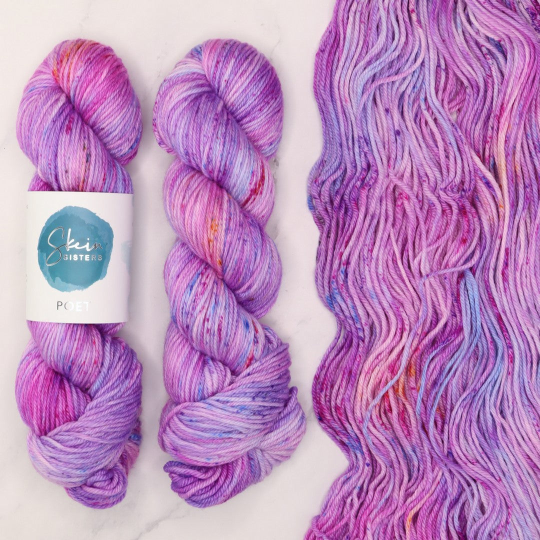 Skein Sisters Poet in colourway That's My Jam – 10ply weight merino, nylon, silk yarn