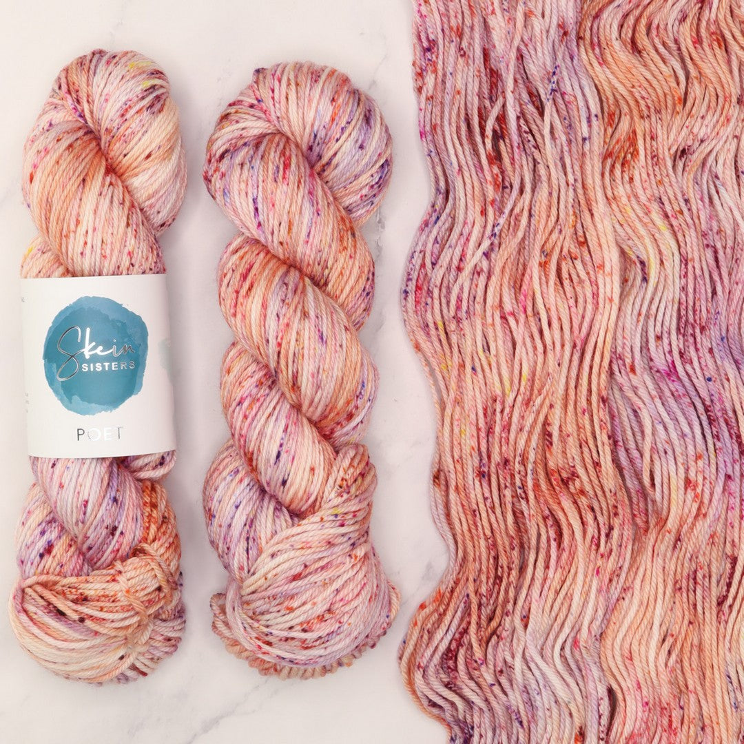 Poet Worsted – Three Skein Set in colourway Trinket – 10ply weight merino, nylon, silk yarn