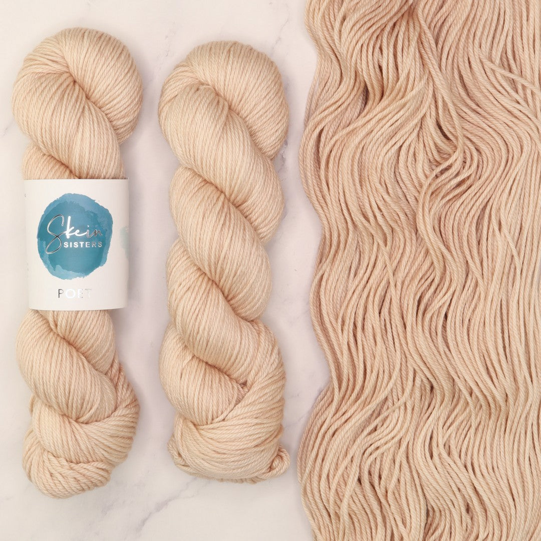 Poet Worsted – Three Skein Set in colourway Twine Time – 10ply weight merino, nylon, silk yarn
