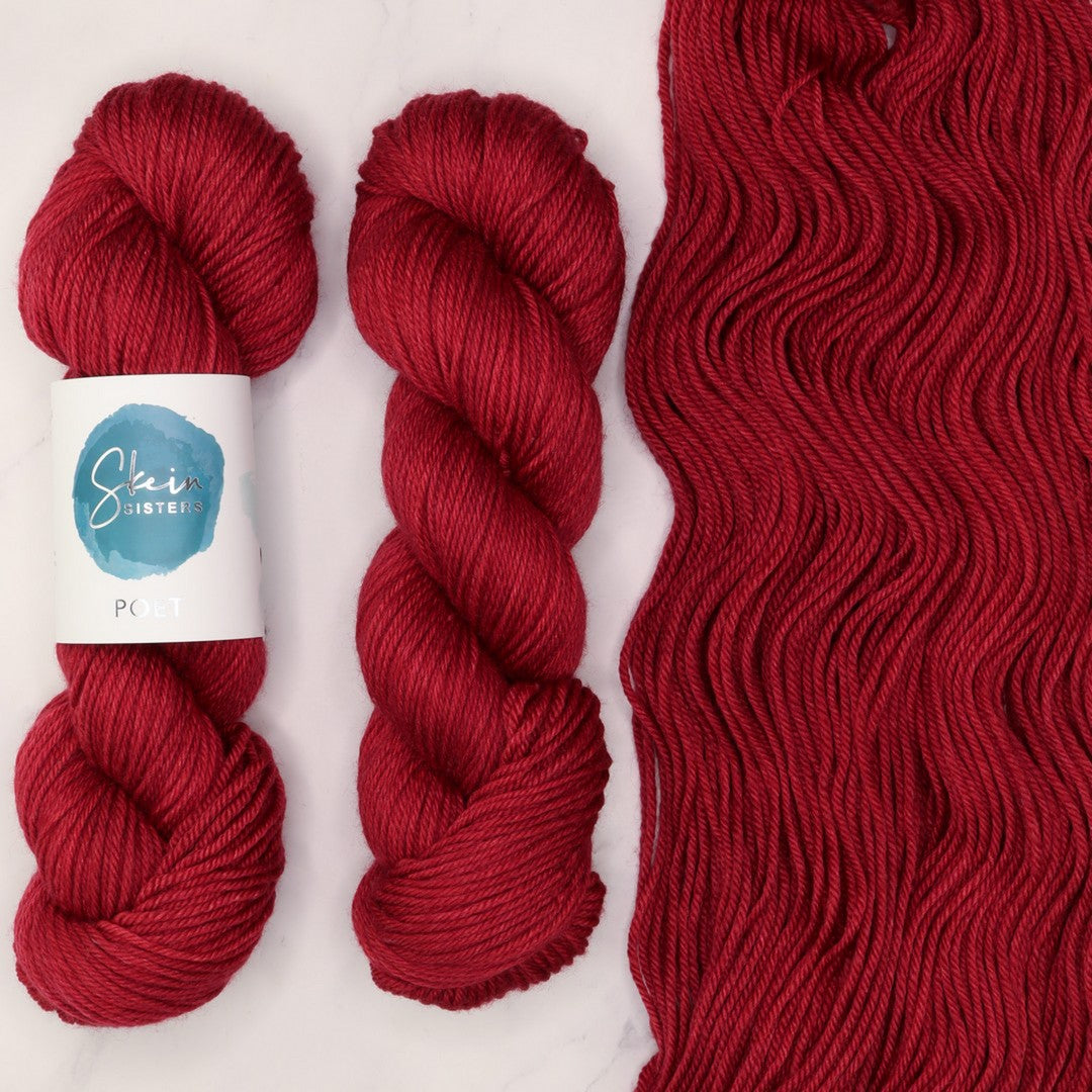 Skein Sisters Poet in colourway Vampire Money – 10ply weight merino, nylon, silk yarn