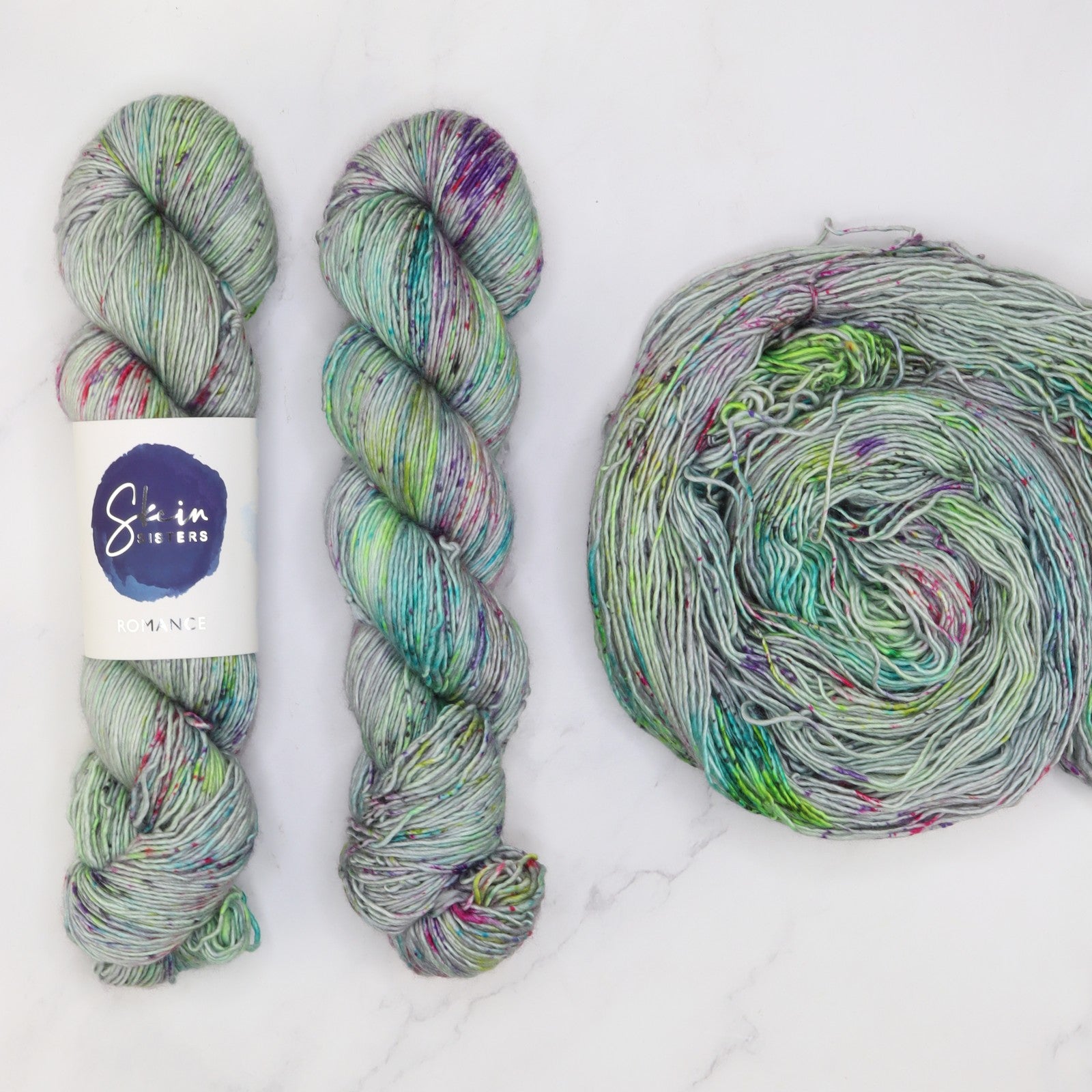 Skein Sisters Romance in colourway Aliens Exist – 4ply weight merino, silk yarn