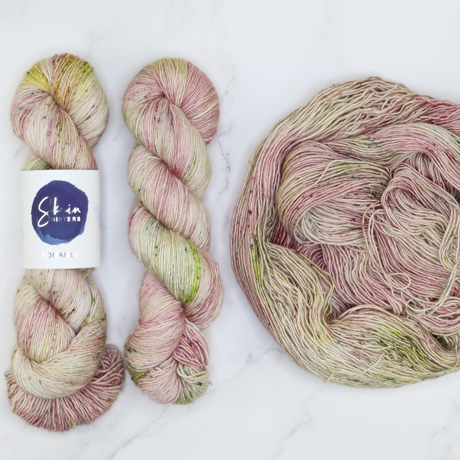 Skein Sisters Romance in colourway As You Wish – 4ply weight merino, silk yarn
