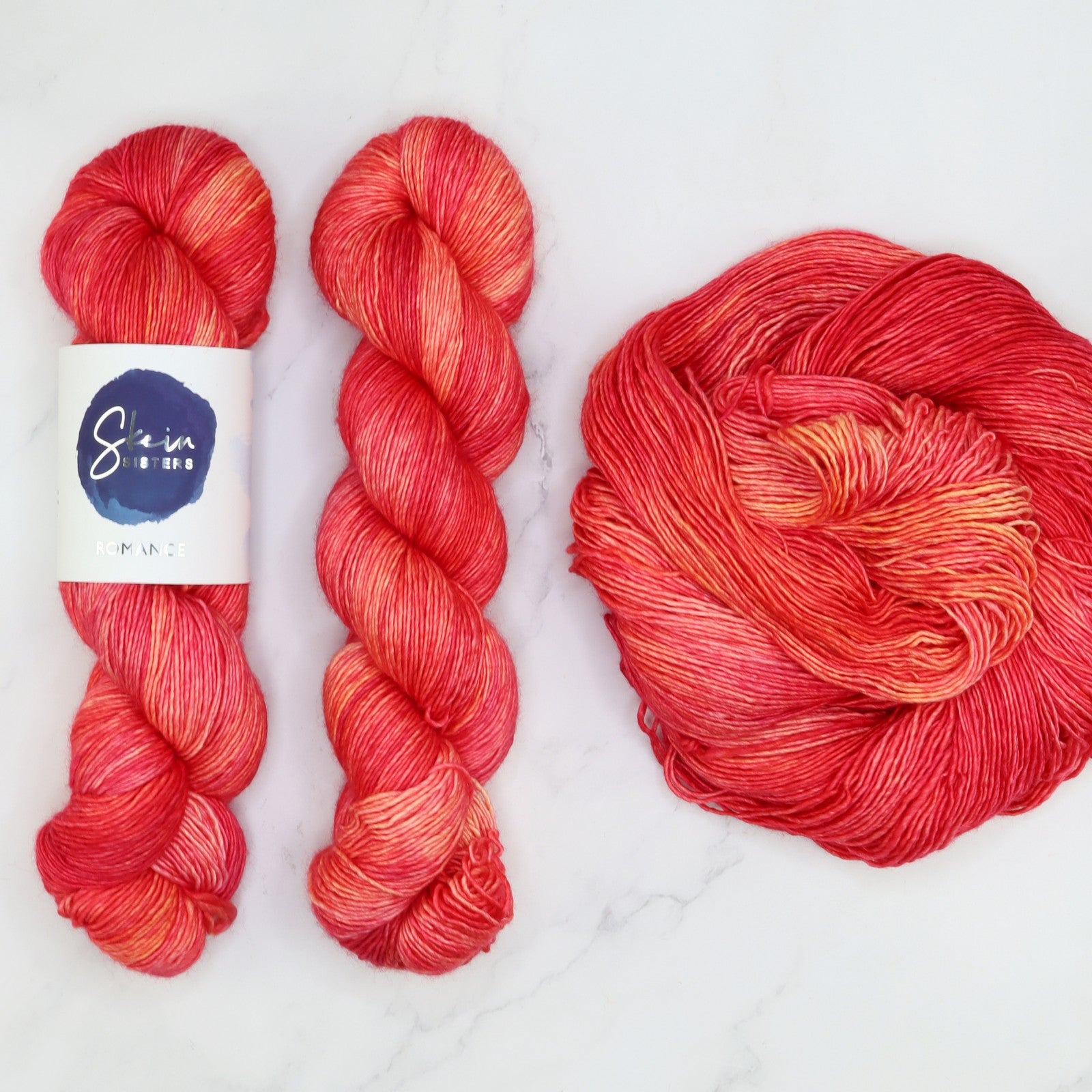 Skein Sisters Romance in colourway Blast Furnace – 4ply weight merino, silk yarn