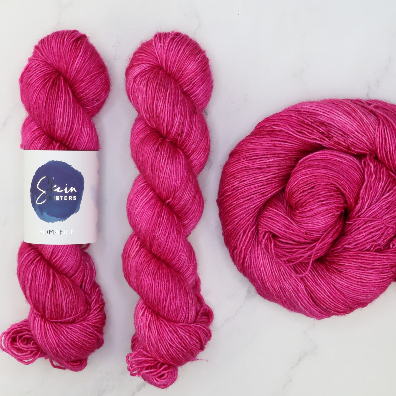 Skein Sisters Romance in colourway Fuchsia Proof – 4ply weight merino, silk yarn