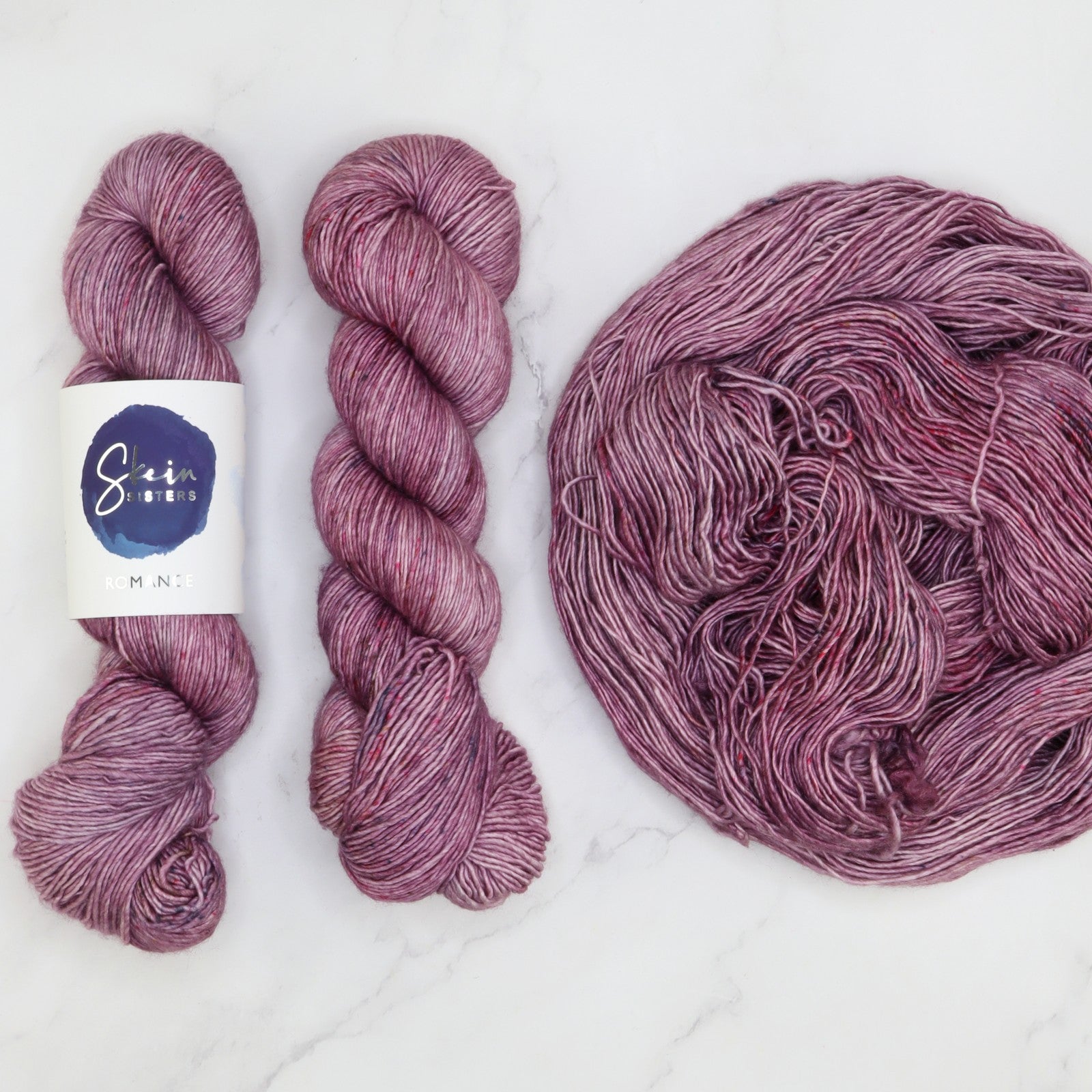 Skein Sisters Romance in colourway Future Violets – 4ply weight merino, silk yarn