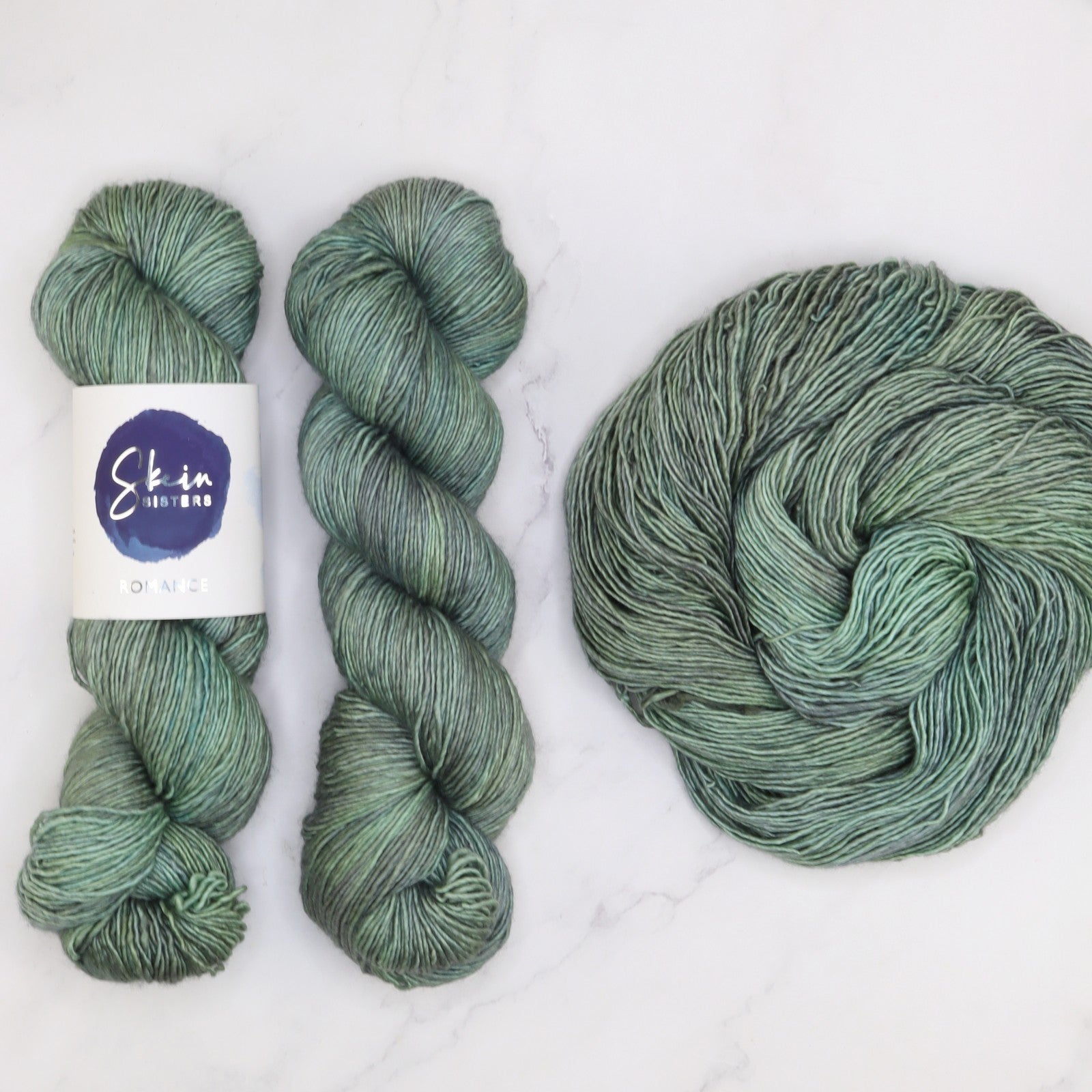 Skein Sisters Romance in colourway Sage Advice – 4ply weight merino, silk yarn