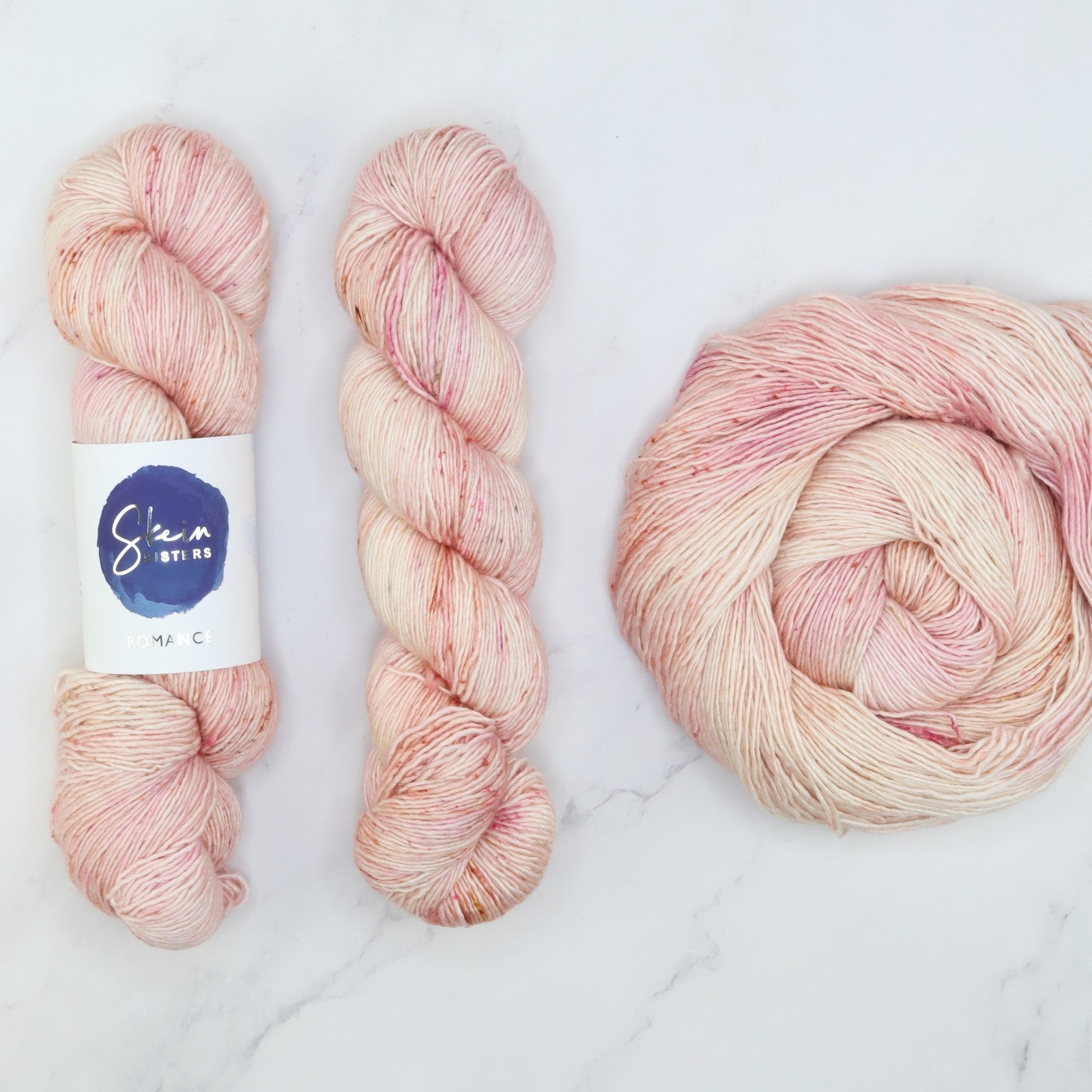 Skein Sisters Romance in colourway Sweet Peach – 4ply weight merino, silk yarn