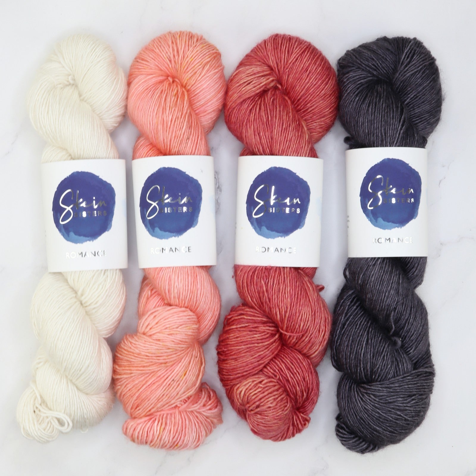 Romance Gradient Sets in colourway Anemone – 4ply weight merino, silk yarn
