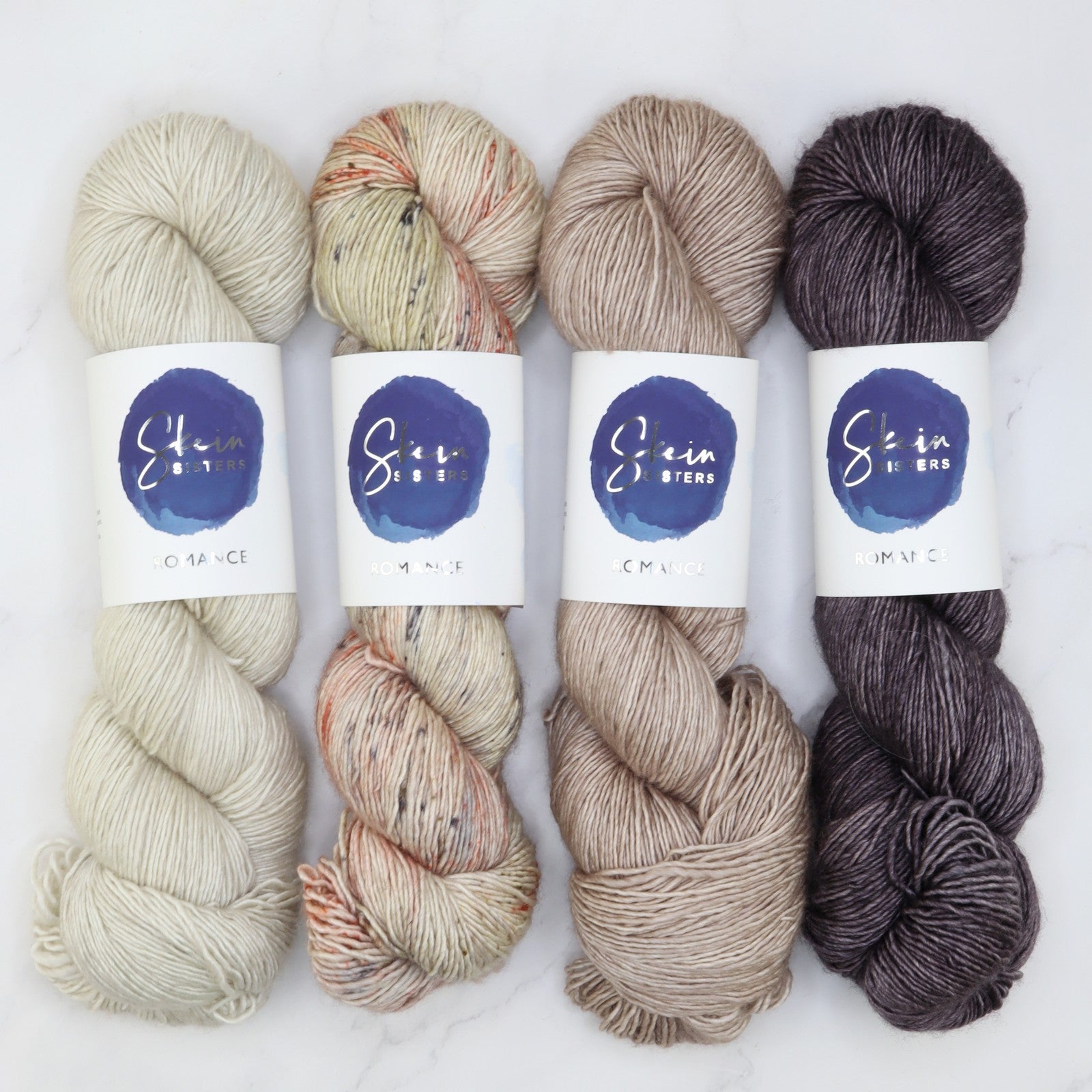 Romance Gradient Sets in colourway Jasper – 4ply weight merino, silk yarn