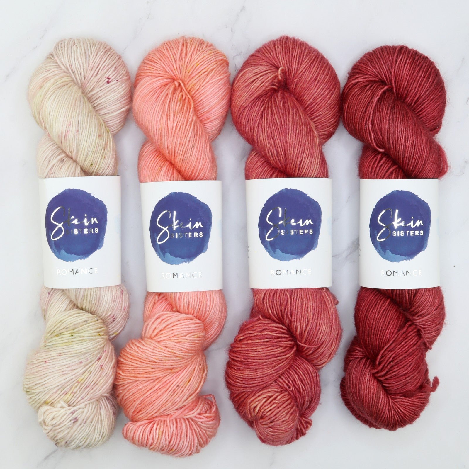Romance Gradient Sets in colourway Red Rattler – 4ply weight merino, silk yarn