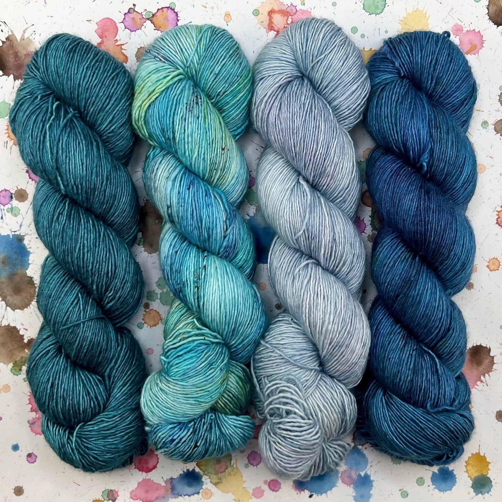 Romance Gradient Sets in colourway Blissful – 4ply weight merino, silk yarn