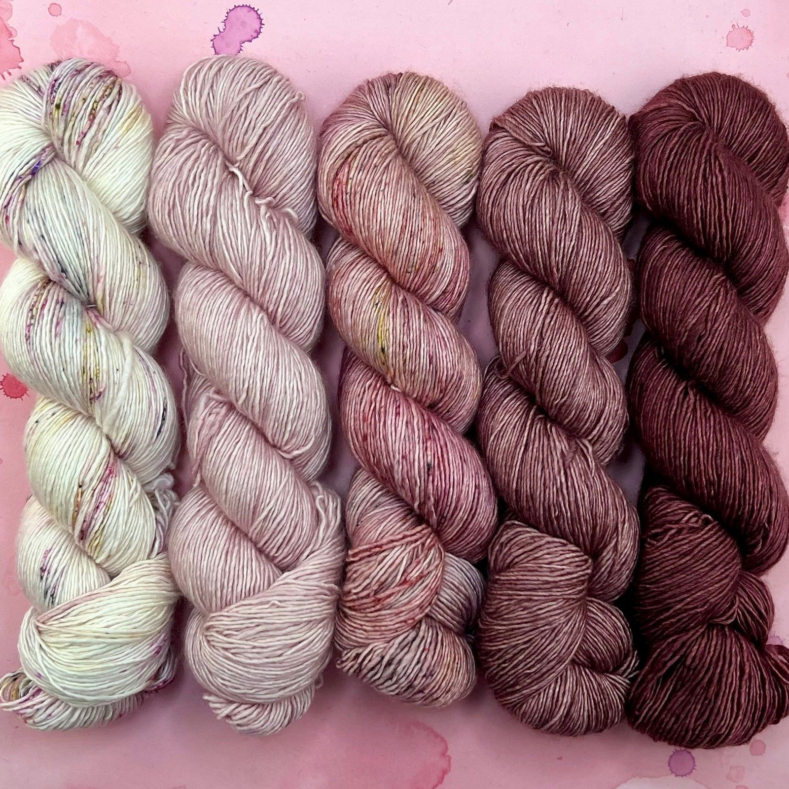 Romance Gradient Sets in colourway Blush Velvet – 4ply weight merino, silk yarn