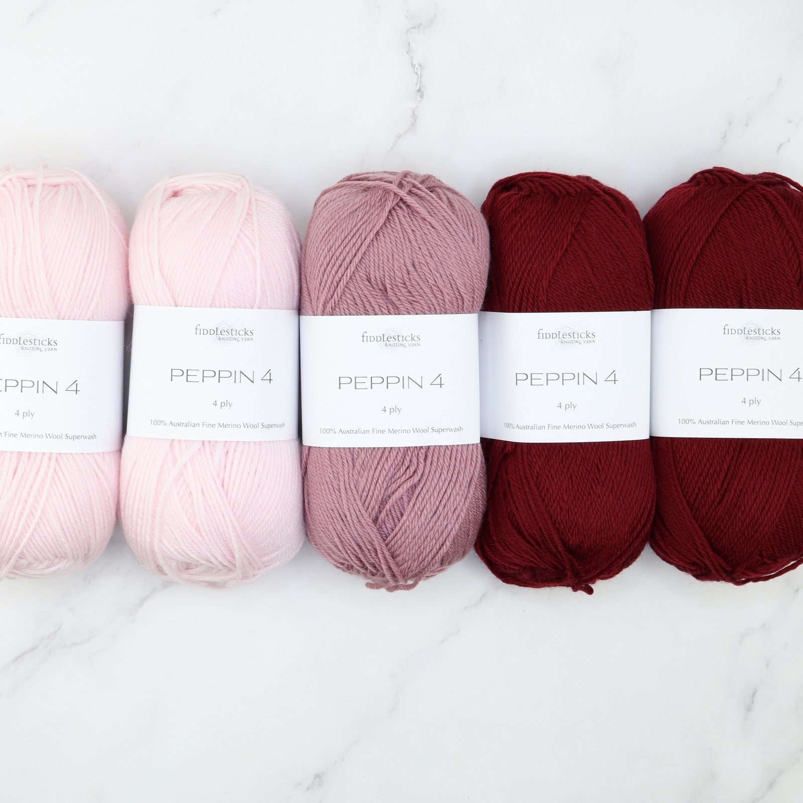 Westknits Twists & Turns kit in Peppin 4, colourway Maroon Petal