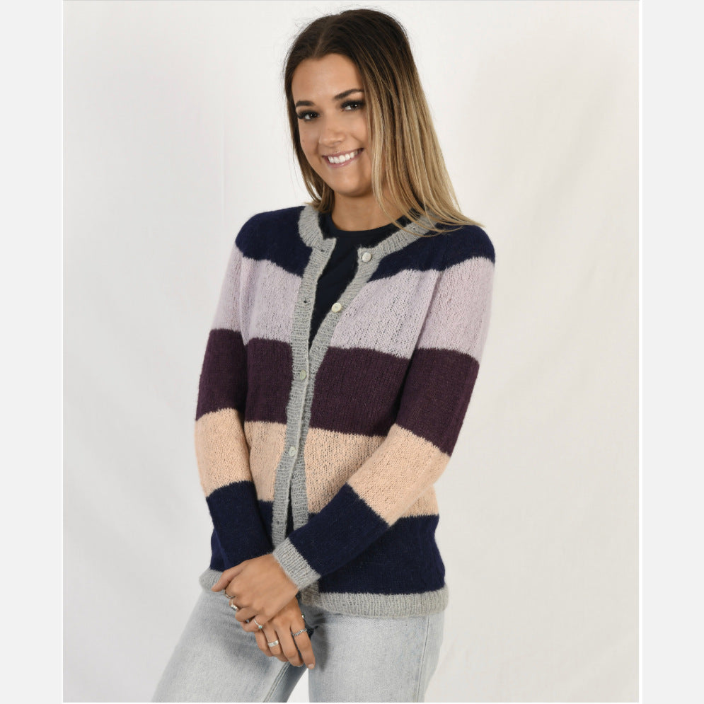Indiecita Striped Cardigan Pattern 2124 by Alpaca Yarns NZ