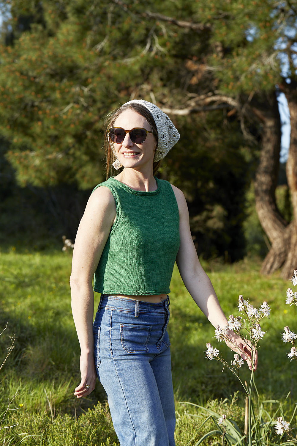 Breza Top sleeveless top by Nina Holubcova, knitted in Urth Yarns Etesia