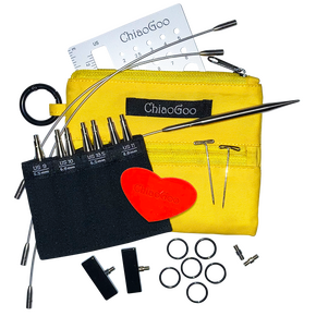 ChiaoGoo TWIST Shortie Lace Interchangeables Tip Sets: Yellow Shortie Mini (5.5mm-8mm)   PREORDER