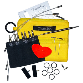 ChiaoGoo TWIST Shortie Lace Interchangeables Tip Sets: Yellow Shortie Mini (5.5mm-8mm) PREORDER