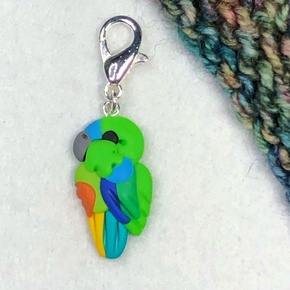 Jo Joz Art Studio Australian Birds Stitch Markers: Orange Bellied Parrot
