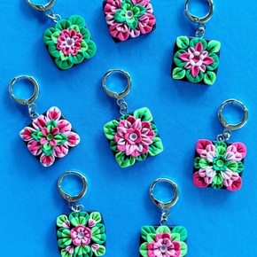Jo Joz Art Studio Granny Square  Pink/Green Stitch Markers
