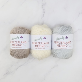 Three Colour Scarf Kit in NZ Merino 12ply: Natural