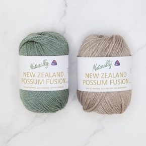 Eyelet Shawl Kit in NZ Possum Fusion: Green Tea-Taupe
