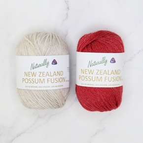 Eyelet Shawl Kit in NZ Possum Fusion: Natural-Red