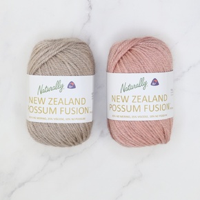 Eyelet Shawl Kit in NZ Possum Fusion: Taupe-Dusky Pink